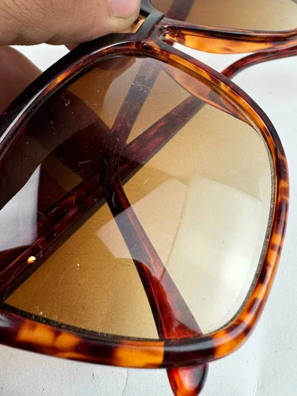 Unisex Hand Polished Tortoiseshell Square Sunglasses-Minor Scratches, Frame Bent